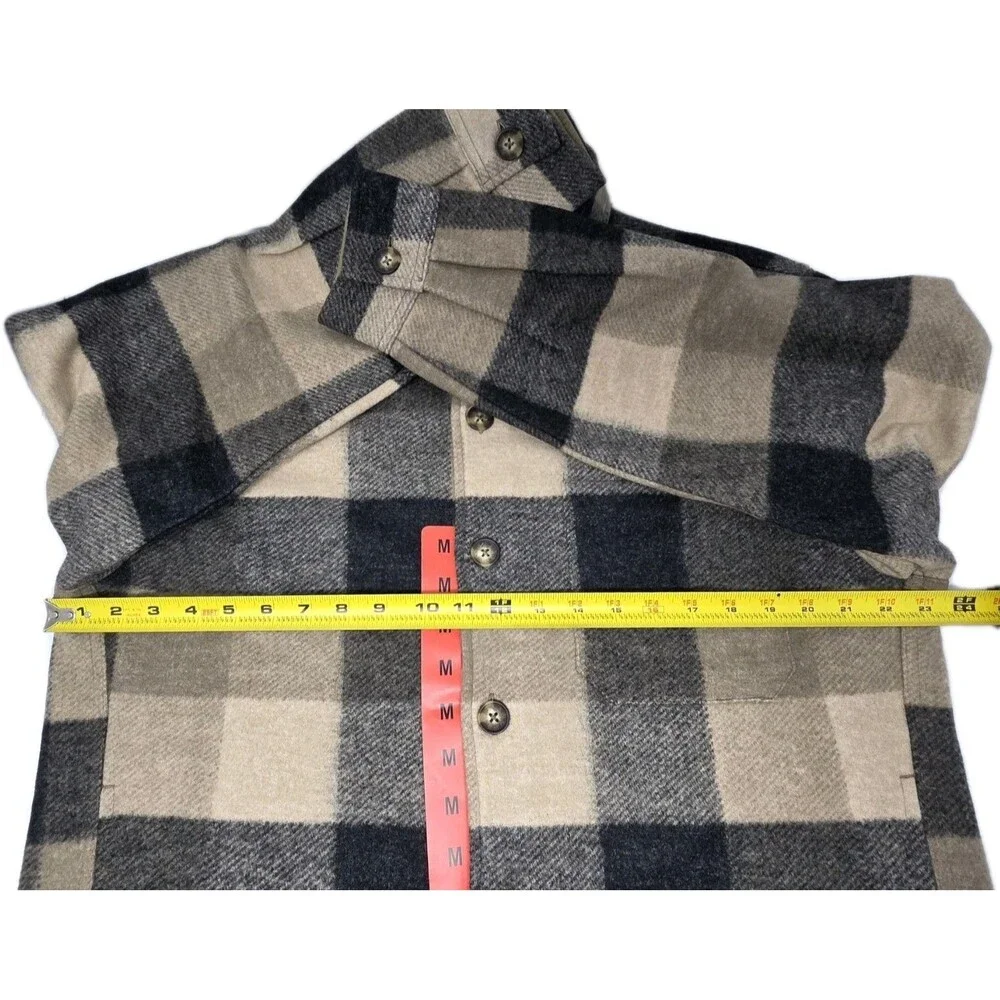 Banana Republic Heavyweight Shacket Tan Brown Plaid Button Shirt Jacket Men's M